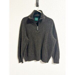 Lothlorian Possum Merino Wool Quarter Zip Sweater Pullover Mock Neck Brown XL